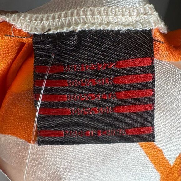 Beautiful 100% silk white and burnt orange floral pleated halter top size small - Picture 5 of 6